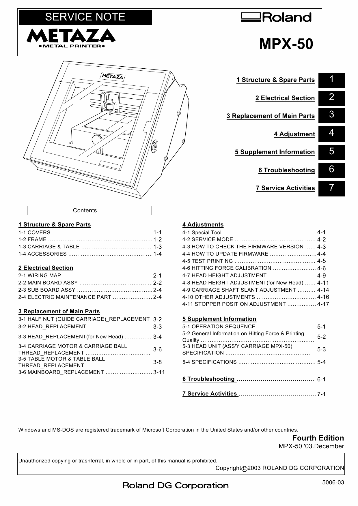 Roland METAZA MPX 50 Service Notes Manual-1